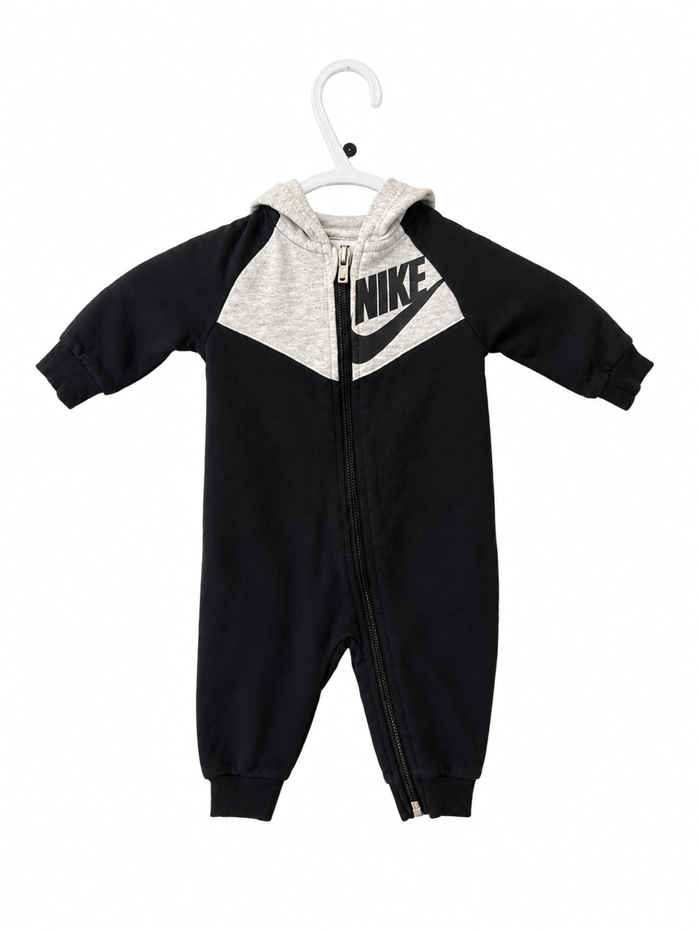 Nike Baby Windrunner Hooded Coverall Romper Black Grey 6M